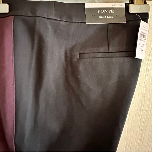 Ann Taylor ponté pant in black and mulberry, NWT, 10 petite. - Picture 2 of 6